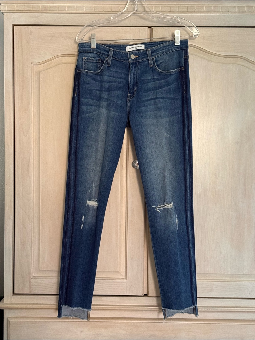 Flying Monkey Dark Blue Distressed Ankle Jeans